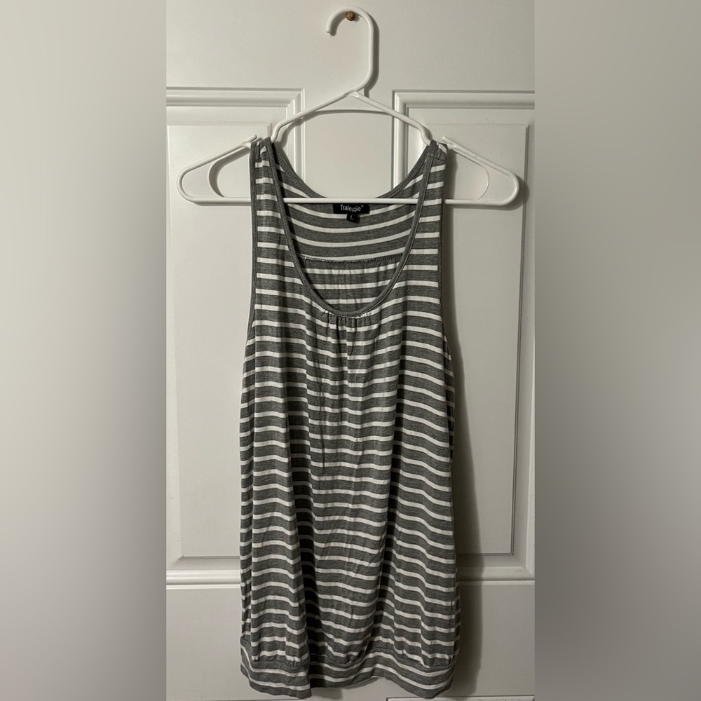 Traleubie Striped Tank Top Grey & White Size Large